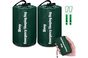 Emergency Sleeping Bag Survival Bag, Cymuber Portable Waterproof Thermal Bivy Sacks Tac Bivvy Bags,Camping Mylar Sleeping Bag Survival Gear Emergency Blankets Survival Shelter