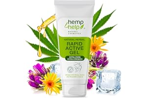 ‎HEMP HELP HEMP COSMETIC Hanf Rapid Gel EXTRA STARK 200ml 1er Pack bei Knie, Gelenk-, Nacken- u. Muskel- mit Bio Beinwell, Hanf, Arnica und Weihrauch + 16 Super Inhaltsstoffe
