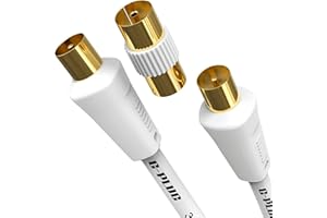 G-PLUG Cavo Antenna TV 3 m, con Connettore ad Angolo Dritto – Cavo Antenna TV Maschio-Maschio Coassiale per Digitale con Accoppiatore RF Placcato in Oro - Sky Box, Decoder Digitale Terrestre