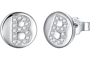 J.Endéar Earrings Initial Letter A-Z for Women Girls 925 Sterling Silver Hypoallergenic Tiny Studs, Jewelry Birthday Children's Day Gifts for Kids Daughter