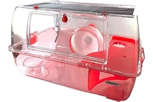 LillipHut Hamster Cage – Small Animal Habitat with Accessories, Durable and Compact Design for Hamsters, Gerbils, and Small Pets (Pink, Roomy)