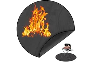 Mineup 48 Inches Fire Pit Mat for Decking, 120CM Outdoor BBQ Mat for BBQ Fire Pit, 3-Layer Thickened Heat Proof Mat for Fire Pit, Round Fireproof Mat for Decking, BBQ, Grill, Backyard, Camping