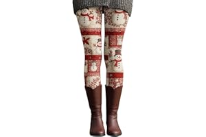 Generisch Weihnachts-Leggings Für Damen Weihnachtsleggings Print Dehnbar Sport Leggings Weihnachts Muster Strumpfhose Autumn Winter Freizeithose Elegant Sporthose Yoga Hose Trainingshose