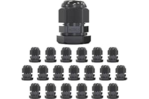MGI SpeedWare 20-Pack M20 Strain Relief Nylon Cord Grip Cable Glands, Black Plastic Grommet