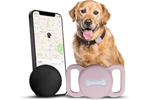 LNICEZ Dog Tracker, Pet Tracker with Dog Collar Tracker Holder, Dog Tracker with No Monthly Fees for Location Tracking, Work with Find My (iOS Only), Not GPS Tracker (Pink)