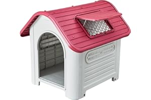 GARDIUN KZT1006 - Caseta de Perro Dakota Resina 87 x 72 x 75 cm Beige/Rojo