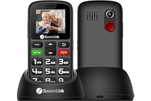 SweetLink S2 Handy für Senioren Ohne Vertrag Dual SIM 2G GSM,1400mAh Akku Seniorenhandy Ohne Vertrag,1,77 Zoll Farbdisplay Großtastenhandy mit Ladestation, SOS Notruftaste, Taschenlampe, FM-Radio