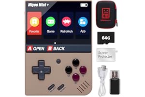 CAWEVON Console de jeu portable pour Miyoo Mini Plus avec étui de rangement, 3,5 pouces rétro vidéo portable rechargeable Open Source Console de jeu émulato, carte TF 128 Go intégrée et plus de 15 000 jeux.