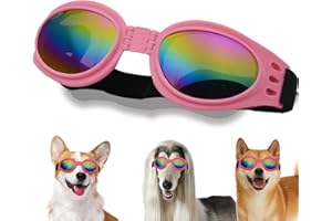 NICERINC PET Dog Goggles, Pet Glasses UV Protection,Goggles with Adjustable Strap for Small Size Dogs,Summer Pet Decoration(Pink Frame)