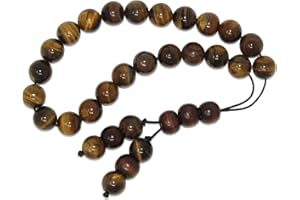GENERIC 849-10mm Tiger Eye Gemstone Bead Greek Loose Style Strung Worry Prayer Beads No Metal Handmade by Jeannieparnell