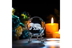 ZEERSHEE Sfera di cristallo 3D, incisione laser in vetro, con supporto per mamma, motivo: tigri di vetro e tigri da collezione, con supporto, per la casa, per compleanno per la mamma