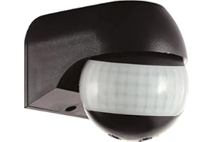 NATIONAL LIGHTING PIR Sensor Motion Activated 180 Degree Presence Detector Outdoor Weatherproof Sensor with Adjustable Timer & LUX Control IP44 Rated - Black