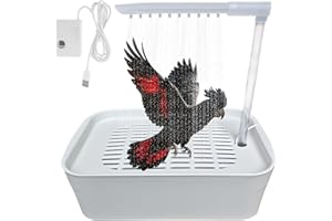 AXVRAV Vogeltränke & Vogeldusche für Wellensittiche, Geräuscharme Automatische Multifunktionaler Vogelbadewanne mit Wasserzirkulation und Mehreren Wasserhähnen aus Plastik (Weiß)