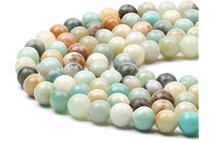 PRETTME Natural Amazonite Gemstone Beads for Bracelet Making, 31-36pcs 10mm Stone Beads Smooth Energy Stone Healing Power Spacer Loose Beads for Jewellery Making and DIY Crafts, 1 Strand 15.5"