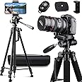 TDNE 170CM Aluminum Tripod for Camera Mobile, 360°Panoramic Shot Camera Stand with Carry Bag & Wireless Remote & Phone Holder, Compatible with iPhone, Dslr Tripod, Projector, Spotting Scopes