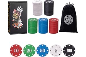 ZOWUBNK Poker Chips,Poker Set,Denomination Poker Chips Set with Black Velvet Pouch Bag,Plastic Learning Counters Disks and Learning Math Counting Chips,Game Night Party Supplies(100pcs)