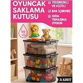 80 LT B&uuml;y&uuml;k Boy Saklama Kutusu Kapaklı Plastik Organizer &ndash; Kamp Ekipmanları Depolama Kabı 3 adet
