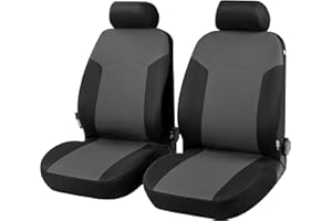 Walser 13412 Funda de Asiento de Coche, Funda de Asiento de Coche Portland para Asientos Delanteros, Funda de Asiento en Gris/Negro