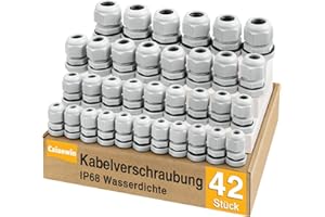 42 Stück Kabelverschraubung Set - Caianwin IP68 Kabeldurchführung Wasserdicht M12 M16 M20 M25 Verschraubung Set für Abzweigkasten,Verteilerkasten, Aufputz-Sicherungskasten,Wandverteiler