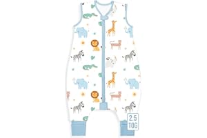 Mama Cheetah Toddler Śpiwór z nogawkami 2T, 2,5 TOG bawełna ekologiczna, śpiwór niemowlęcy z nogami, koc do noszenia dla spacerowiczów, 2-drożny zamek błyskawiczny, śpiwór dla dziewczynek i chłopców,