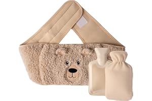 AGAKY Borsa Dell'acqua，Borsa Dell'acqua Calda 3 In 1，Borsa Acqua Calda Peluche in Gomma con Copertura in Vita，Hot Water Bag per il Calore di Mani e Piedi e per Alleviare i Dolori Articolari