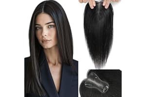 SIVOTATO Hair Toppers for Women 10 Inch Hairpieces No Bangs Hairline Topper Wiglets Hairpieces for Thinning Hair Swiss Base Natural Black（1B）