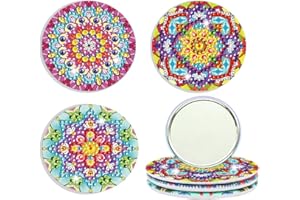 AZURAOKEY 3pcs fai da te pittura con diamanti specchio for trucco mini specchio for trucco ultra sottile punto croce kit da ricamo a forma di speciale datura portatile fai da te for adulti e bambini