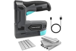 BLUEMARS 4V Cordless Staple Gun Brad Nailer, 2 in 1 Electric 6-14mm Nail Gun 14-15mm Staple Gun with 400 Staples & 100 Nails,for Upholstery, Carpentry and Woodworking Projects, DIYer