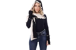 S DAL 1982 SARA SABELLA ISOLA D’ISCHIA Set Invernale da Donna, Sciarpa con Cappuccio & Guanti Senza Dita, Misto Viscosa, 2 Pezzi