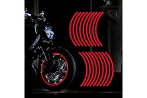 TOMALL 17" Reflective Wheel Rim Stripe Decal for Motorcycle Wheels Car Cycling Bike Bicycle Night Reflective Safety Decoration Stripe Universal Rim Reflective Stickers (Red)