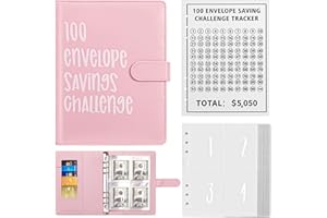 Bczhieulw 100 Envelope Saving Challenge, A5 Libro Del Risparmio, Agenda Risparmio Soldi Con Buste, Budget Planner, Money Binder, Per Coppie, Scuola e Casa (Rosa)