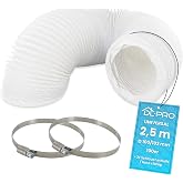 DL-pro 2,5m Tubo flexible &Oslash;100 mm (interior) &ndash; para aire acondicionado, campana extractora, secadora &ndash; con 2 abrazaderas &ndash; PV