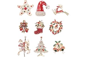 SUPVOX Lot de 9 broches de Noël délicates en pierres de strass - Bijoux, accessoires, pour femme et fille