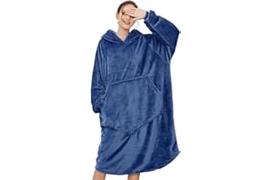SVANCO Bata Manta con Capucha Grande Sudadera con Capucha Cálido Suave Manta de Polar Sherpa con Bolsillo Jersey Gran Manta Invierno Manta de TV Cálida Bata de Casa Pullover para Mujer Hombres Adultos