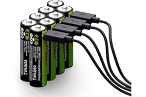 VERICO LoopEnergy AA 2550 Wiederaufladbare USB-C Batterie AA 1,5V 2550mWh (1700mAh) Li-Ion Akku, Schnellladung via USB-C Anschluss in ca. 2 Stunden, 8er Pack AA, 1 Kabel USB - A auf 4 x USB-C