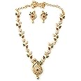 Sasitrends Traditional Micro Gold Plated American Diamond Stone Studded Designer Necklace Jewellery Set for Women & Girls