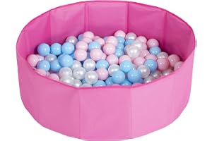 Selonis Färgfull vikbar bollhav med 100 bollar, rosa: babyblå/puderrosa/pärla