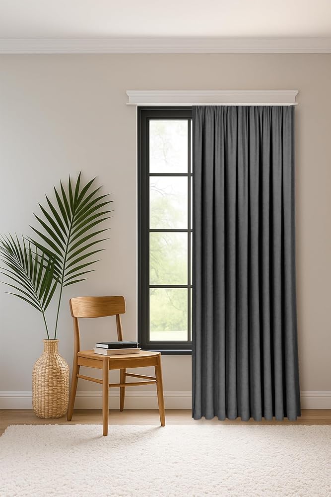 Gauze Fabric Design Safir Antrasit EKSTRAFOR BÜZGÜLÜ KADİFE DOKULU YÜKSEK KALİTELİ TEK KANAT FON PERDE 150 x 270