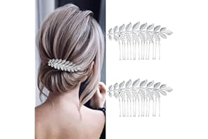 DONLEEVING 2 Pcs Silver Leaves Hair Comb Toga Party Halloween Hair Accessories Greek Goddess Costume (Halloween Silver Leaf Hair Comb)