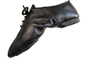 TOROMAX Jazz Dance Shoes Jazz Shoes Modern Stage Dance for Girls - Rubber Split Sole - Black Leather Jazzy