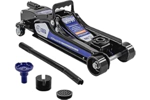 ECD Germany Gato Hirdráulico de Coche 2,5T, Certificado TÜV/GS, Altura de Elevación 80-360 mm, 2X Almohadilla de Goma + 1x Adaptador SUV, Levantador Negro con Rodillo 360° Ergónomico, Fácil de Usar