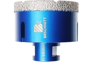 Forets Carrelage Diamant 68mm - BRSCHNITT Brasé Sous Vide et Trépans avec Filetage M14 pour Perçage à sec en Porcelaine Carrelage Granit Marbre