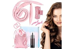 Irikdescia® 7 Piezas Diademas para Rizar sin Calor con Bolsa de Almacenamiento de Regadera Rizadores de Cabello Antideslizantes para Cabello Largo Medio Set de Regalo para rizos Hermosos (Rosa)