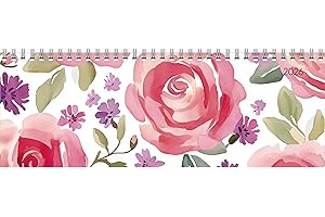 Tisch-Querkalender Style Rosen 2026 - Büro-Planer 29,7x10,5 cm - Tisch-Kalender - 1 Woche 2 Seiten - Ringbindung - Zettler