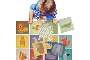 ALL KIDS UNITED Jeu de mémoire de Jeu de Cartes Memo² - avec de Jolies Paires d'animaux ; Jeu de Jouets éducatifs pour Enfants à partir de 2 Ans en Bois (Jumbo XXL - 36 Cartes)