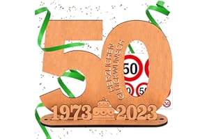 SOPALMY Holz-Schild Gästebuch - Geburtstag Frauen & Männer Holz für Schild Gästebuch mit Ständer und Kerzenhalter Deko Geburtstagsgeschenk (50)