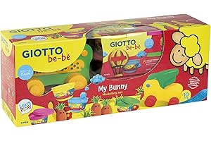 GIOTTO be-bè, Set creativo de pasta para jugar, Suave, Limpio , My dough bunny, 10 unidades