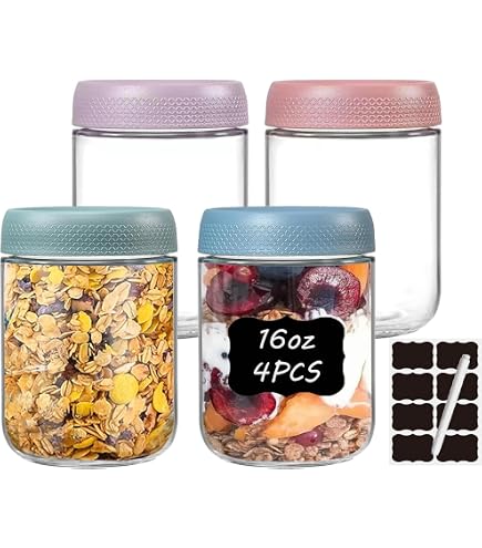 3 Glasbehälter Mit Deckel – 280 Ml, Breite Öffnung 6,5 Cm, Luftdicht, Für Hafer, Snacks, Joghurt, BPA-frei
