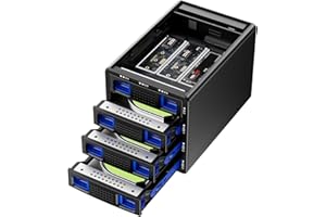 CENMATE Boîtier Disque Dur Hybrid 2*3,5 HDD (RAID) +1*PM+3*M.2 NVMe pour 2,5/3,5 SATA HDD/SSD, M Key/B+M Key 2230/42/60/80/110 M.2 SSD avec Câble USB A/C 3.2, Boîtier Disque Dur 3,5 avec Capacité 90To