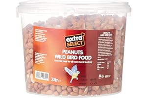 Extra Select Wild Bird Peanuts: High Grade, Protein Rich, Year Round Wild Bird Food Peanuts - Ideal for Winter Feed - 3 Litre Tub